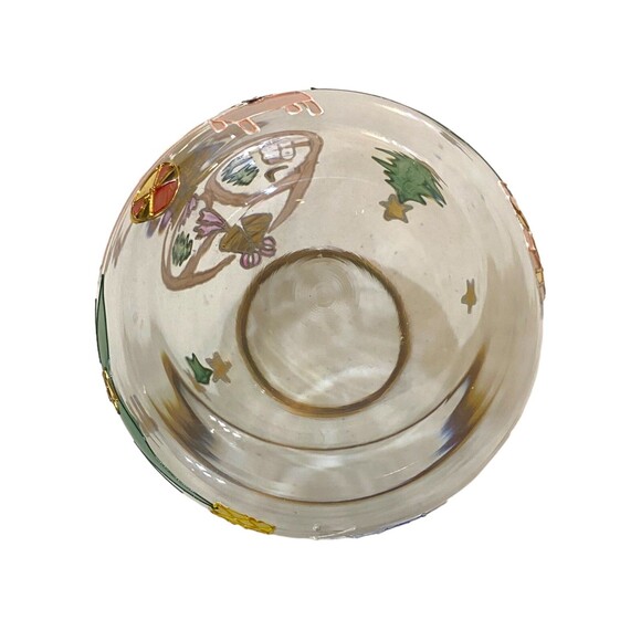 Christmas Bowl Vase Made in Romania Cut Crystal Clear 4" Handcrafted Gold Trim - Picture 7 of 8